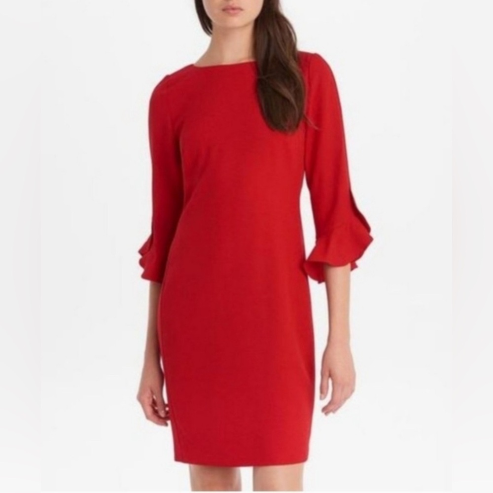 Karl Lagerfeld Red Bell Sleeve Mini Sheath Dress never worn Size 8 christmas